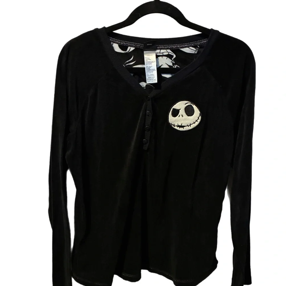 Jack Skellington Disney Pajama Top Fleece The Nightmare Before Christmas Large - Picture 1 of 6
